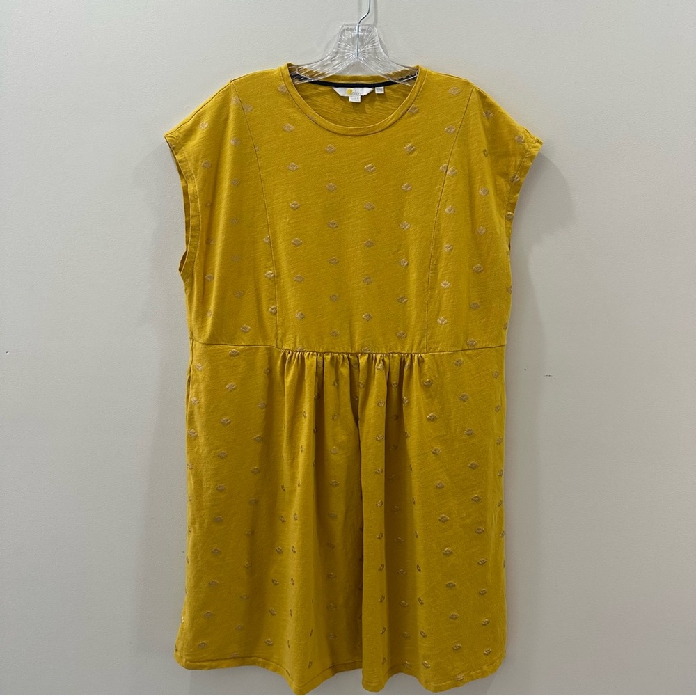 Boden Yellow Jersey T-Shirt Dress With Gold Honeycomb - Women’s US 12R (UK 16R) - Picture 3 of 11